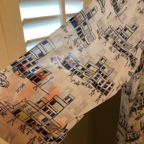 Chico’s Poly Tunic, Black, white, hint of orange🍊🍊🍊 - Picture 3 of 9